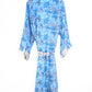 Kimono Style Silk Robe Recycled Sari Dressing Gown - Blue and White