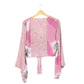 Recycled Sari Cropped Kimono Cardigan Wrap - Pink Flowers
