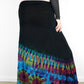 Soft Stretch Tie Dye Maxi Skirt - Black and Half Aqua Blue