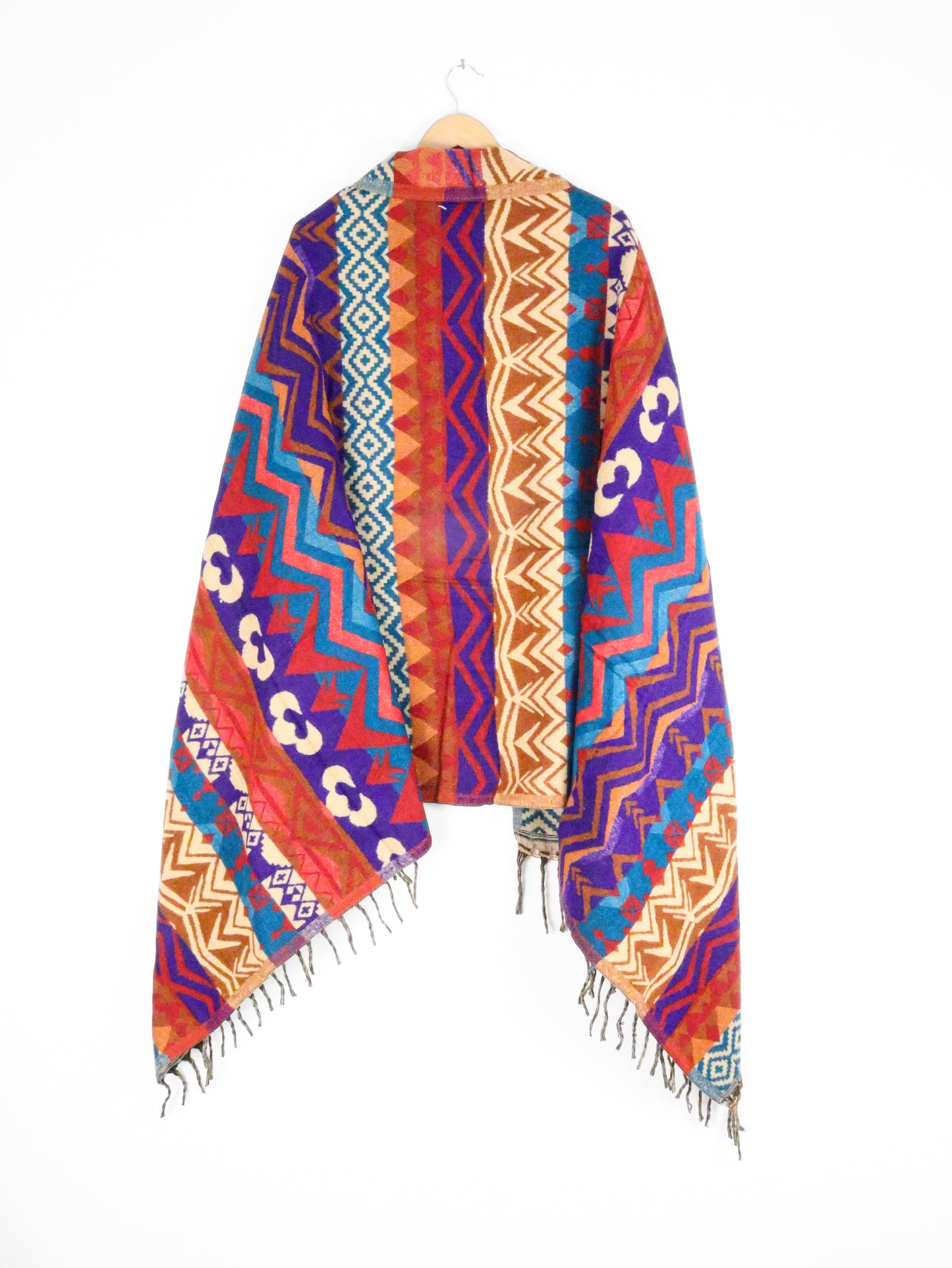 Blanket Scarf / Shawl / Throw - Red Green and Purple Patterned