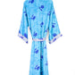 Kimono Style Silk Robe Recycled Sari Dressing Gown - Turquoise