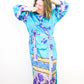 Kimono Style Silk Robe Recycled Sari Dressing Gown - Turquoise