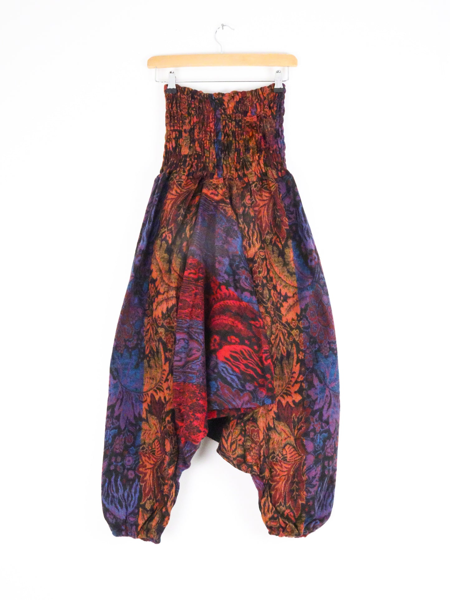 Harem Blanket Trousers - Purple Red Orange and Blue Indian Flowers