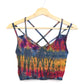 Tie-Dye Cross Back Crop Top - Charcoal Rainbow