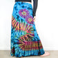 XL Soft Stretch Tie Dye Maxi Skirt - Aqua Blue Rainbow