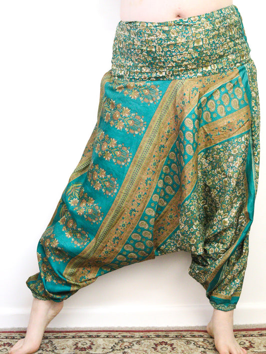 Recycled Sari Harem Pants - Turquoise