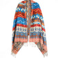 Blanket Scarf / Shawl / Throw - Red Blue and Rust Patterned