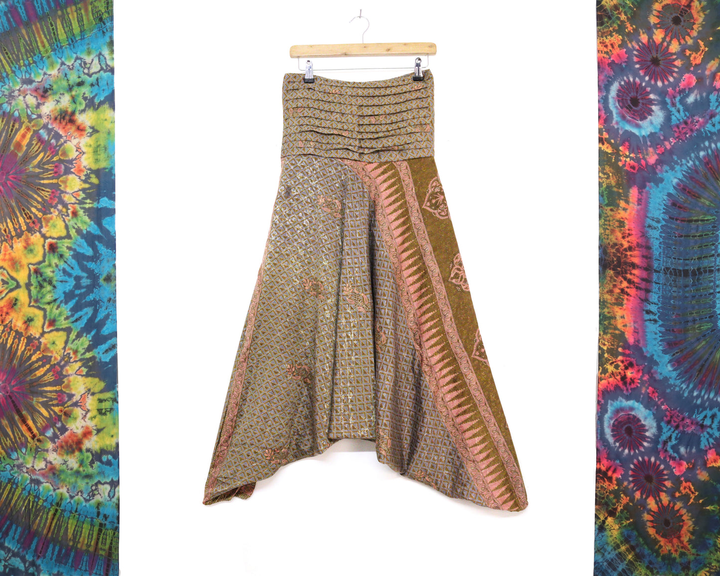 Recycled Sari Harem Pants - Gold and Pink