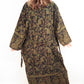 Blanket Kimono Robe Boho Dressing Gown - Black Green and Gold