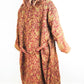 Blanket Kimono Robe Boho Dressing Gown - Burgundy Green and Gold