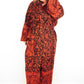 Blanket Kimono Robe Boho Dressing Gown - Black Orange and Fuchsia