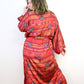 Kimono Style Silk Robe Recycled Sari Dressing Gown - Red