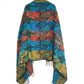 Blanket Scarf / Shawl / Throw - Green Blue and Red Indian Flower