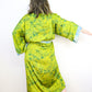 Kimono Style Silk Robe Recycled Sari Dressing Gown - Green