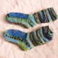 Long Fleece Lined Cosy House Socks - Blue Green Unisex