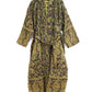 Blanket Kimono Robe Boho Dressing Gown - Black Green and Gold