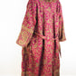 Blanket Kimono Robe Boho Dressing Gown - Fuchsia and Green