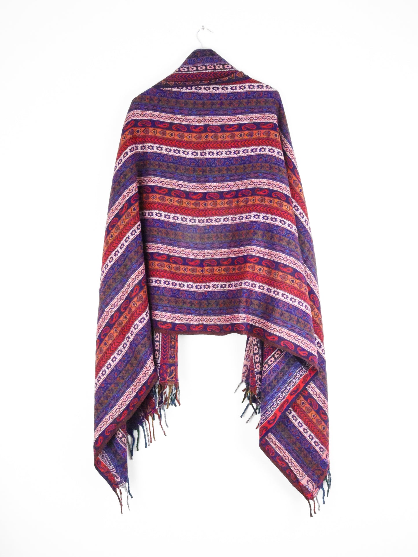 Blanket Scarf / Shawl / Throw - Pink and Blue Paisley Stripe