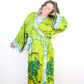 Kimono Style Silk Robe Recycled Sari Dressing Gown - Green