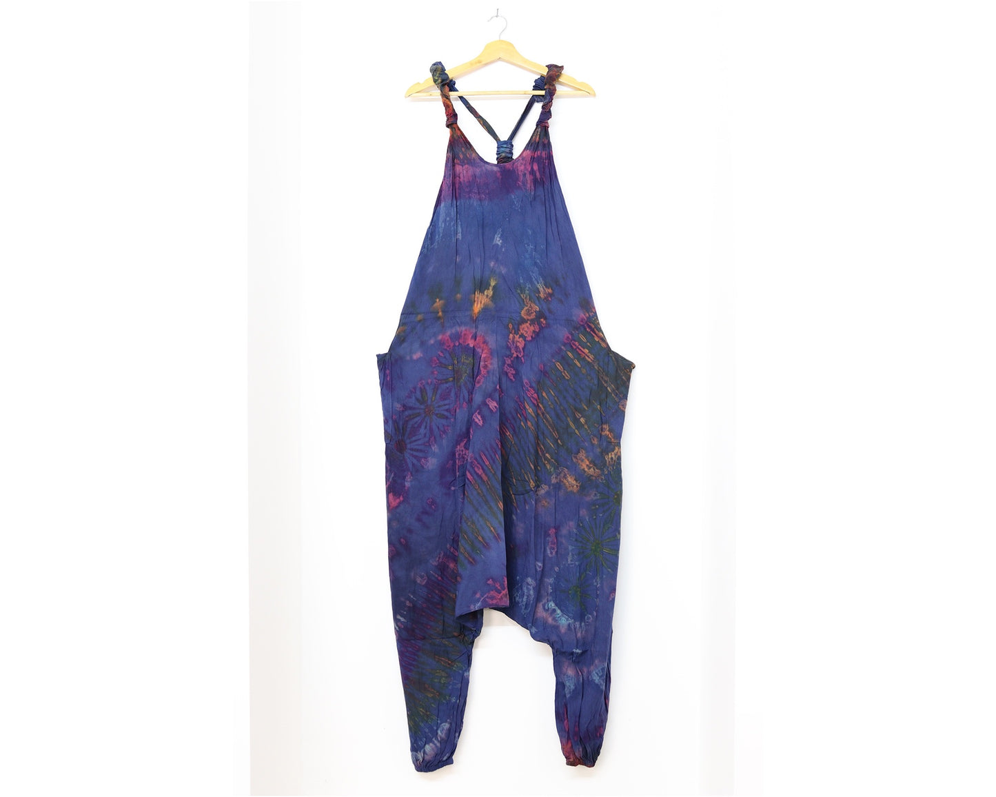 Tie-Dye Harem Dungarees - Deep Blue