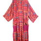 Kimono Style Silk Robe Recycled Sari Dressing Gown - Red