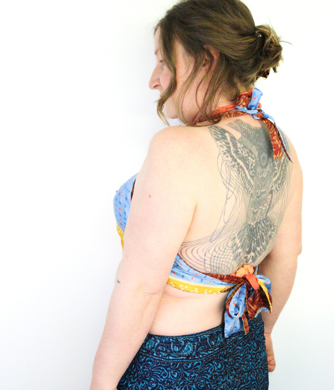 Reversible Cropped Halter Top Recycled Sari Silk