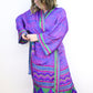 Kimono Style Silk Robe Recycled Sari Dressing Gown - Purple