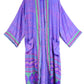 Kimono Style Silk Robe Recycled Sari Dressing Gown - Purple