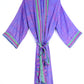 Kimono Style Silk Robe Recycled Sari Dressing Gown - Purple