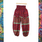 Recycled Sari Fabric Loose Fit Trousers - Red