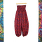 Recycled Sari Fabric Loose Fit Trousers - Red