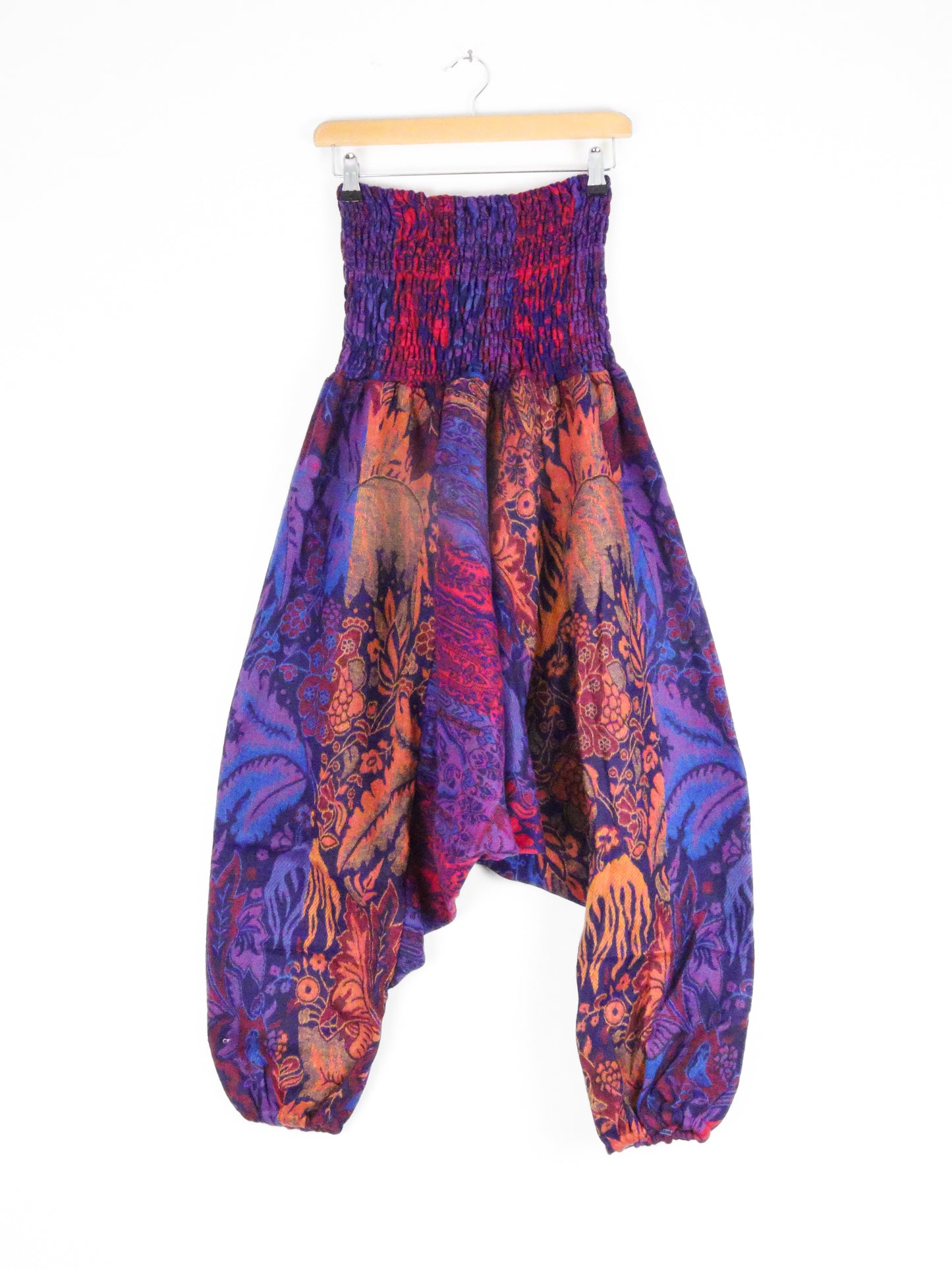 Harem Blanket Trousers - Purple and Orange Indian Flowers