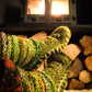 Long Fleece Lined Cosy House Socks - Khaki Green Unisex