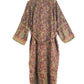 Blanket Kimono Robe Boho Dressing Gown - Burgundy Green and Gold