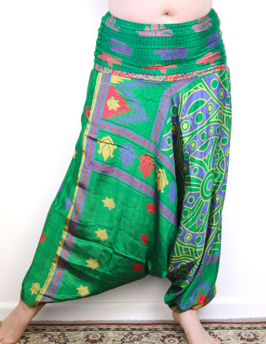 Recycled Sari Harem Pants - Green