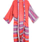 Kimono Style Silk Robe Recycled Sari Dressing Gown - Red and Purple