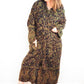 Blanket Kimono Robe Boho Dressing Gown - Black Green and Gold