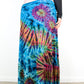 XL Soft Stretch Tie Dye Maxi Skirt - Aqua Blue Rainbow