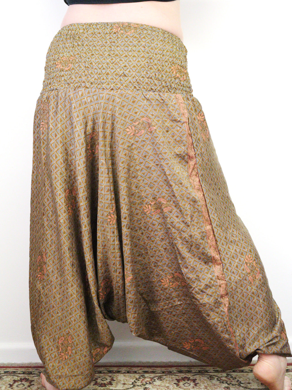 Recycled Sari Harem Pants - Gold