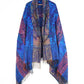 Blanket Scarf / Shawl / Throw - Blue Yellow and Red Indian Flower