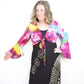 Tie-Dye Cropped Cardigan Wrap with Flared Bell Sleeves and Tie Closure - Rainbow