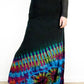 Soft Stretch Tie Dye Maxi Skirt - Black and Half Aqua Blue