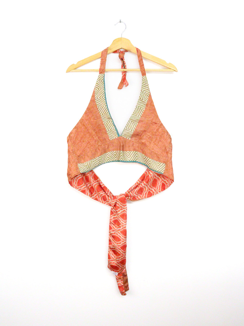 Reversible Cropped Halter Top Recycled Sari Silk