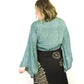 Recycled Sari Cropped Kimono Cardigan Wrap - Blue and Green