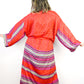 Kimono Style Silk Robe Recycled Sari Dressing Gown - Red and Purple