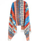 Blanket Scarf / Shawl / Throw - Red Blue and Rust Patterned