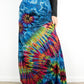 Soft Stretch Tie Dye Maxi Skirt - Aqua Blue Rainbow - Extra Long Length