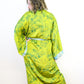 Kimono Style Silk Robe Recycled Sari Dressing Gown - Green