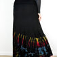 Soft Stretch Tie Dye Maxi Skirt - Black and Half Rainbow