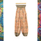 Recycled Sari Fabric Loose Fit Trousers - Peach and Green